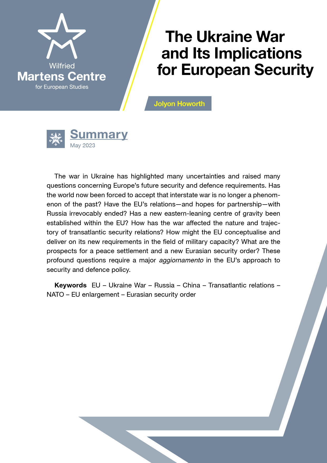 EU-Ukraine Military Ties Risk European Security